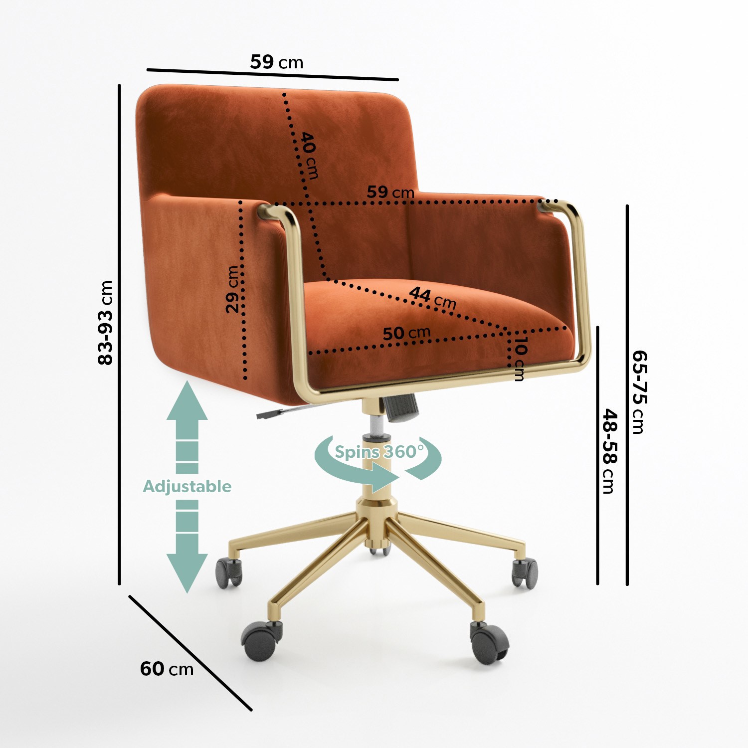 Read more about Orange velvet tub swivel office chair sonny